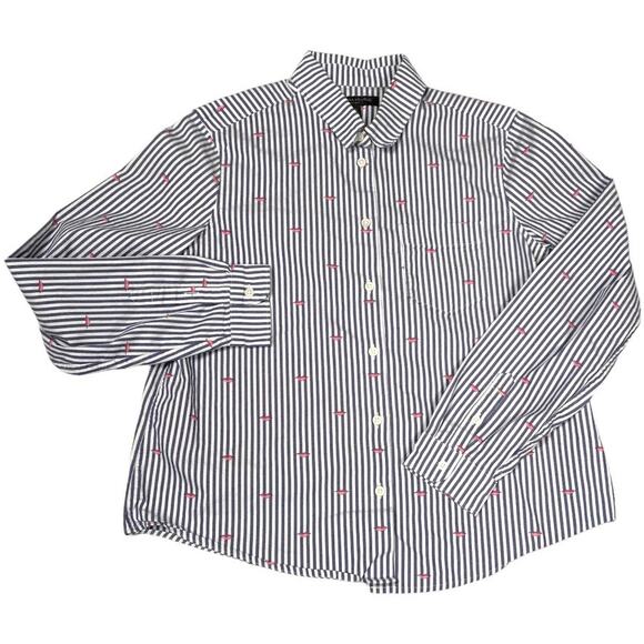 Banana Republic Quinn Boy Fit Button Front Shirt Lips‎ Novelty Print Women's XS - Picture 1 of 10